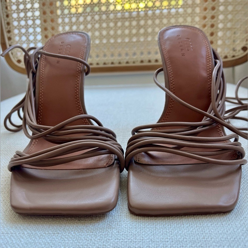 NEW ASOS Design Nest Strappy Ankle Tie Stiletto Sandals Tan Sz 6 - Picture 7 of 9